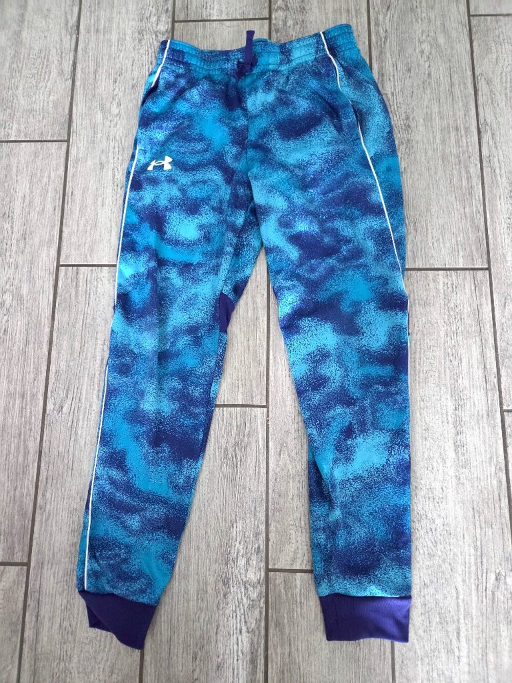 Under Armour Youth Kids Athletic Jogger Pants Blue Abstract Print Size Medium